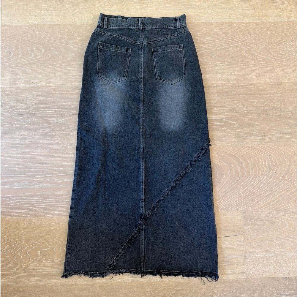 Pretty Damage Midi Skirt Distressed Faded Size S Black - Picture 3 of 3